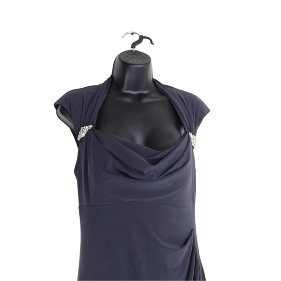 Xscape jewel, elegant maxi, navy blue, open back dress 8 - Picture 10 of 10